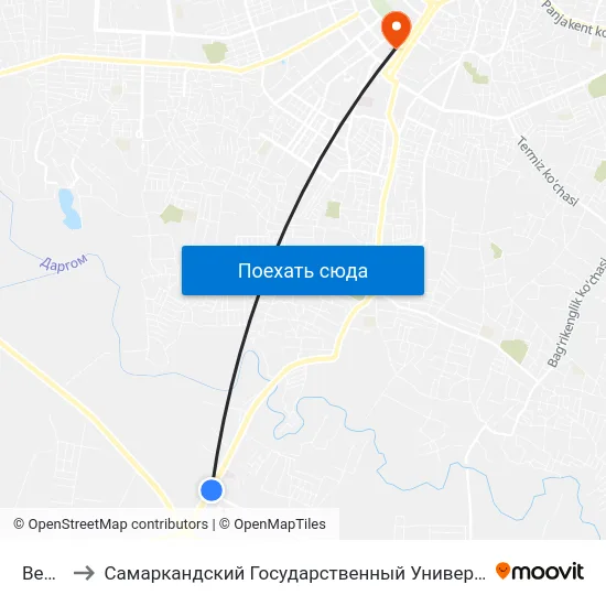 Bekat to Самаркандский Государственный Университет map