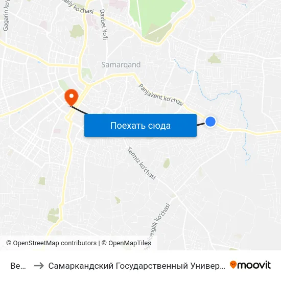Bekat to Самаркандский Государственный Университет map