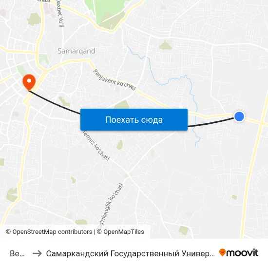 Bekat to Самаркандский Государственный Университет map