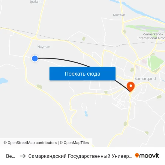 Bekat to Самаркандский Государственный Университет map