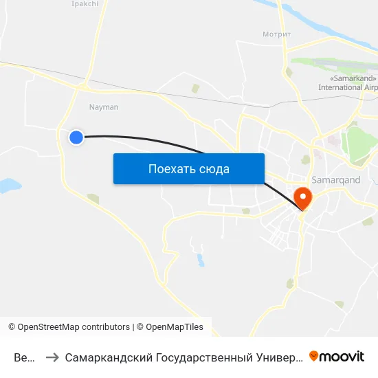 Bekat to Самаркандский Государственный Университет map