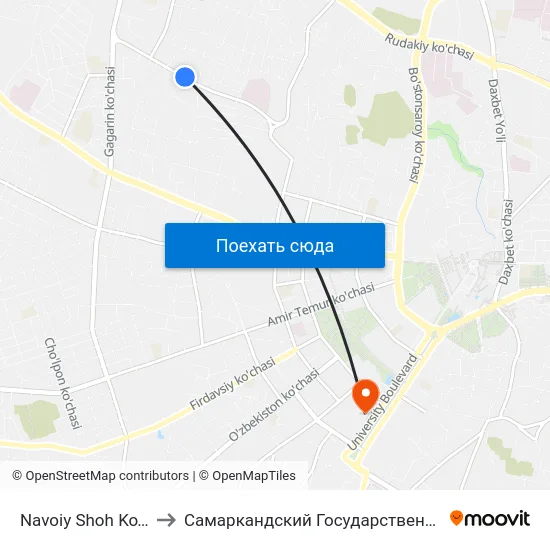 Navoiy Shoh Ko'Chasi, 58 to Самаркандский Государственный Университет map