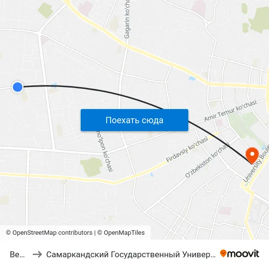 Bekat to Самаркандский Государственный Университет map