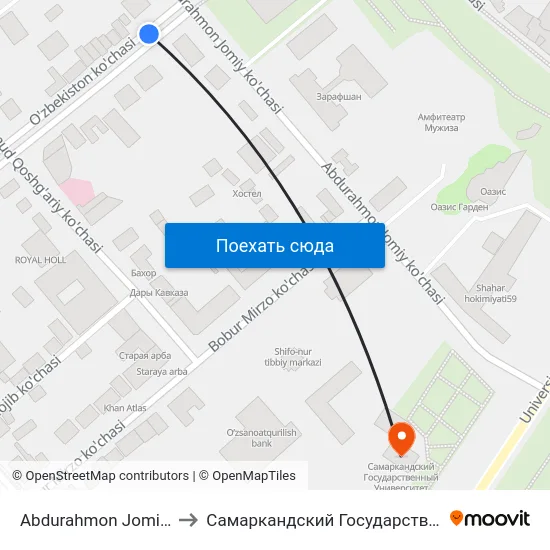 Abdurahmon Jomiy Ko'Chasi, 98 to Самаркандский Государственный Университет map