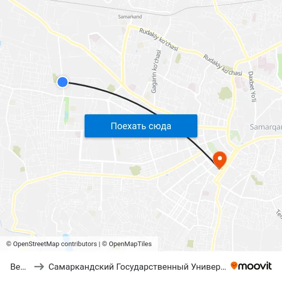 Bekat to Самаркандский Государственный Университет map