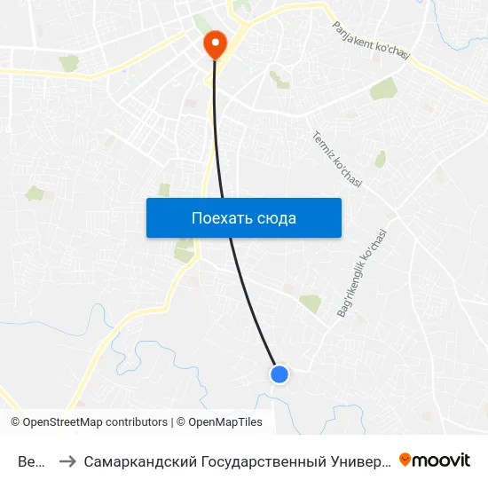 Bekat to Самаркандский Государственный Университет map