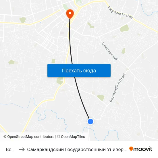 Bekat to Самаркандский Государственный Университет map