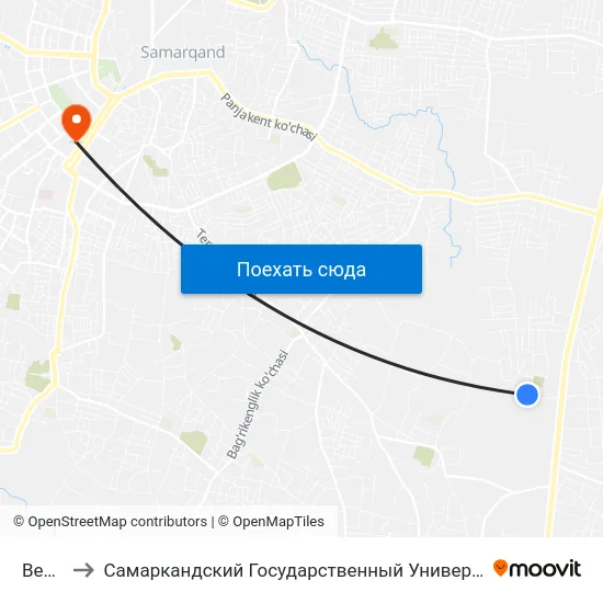 Bekat to Самаркандский Государственный Университет map
