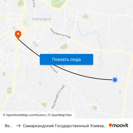 Bekat to Самаркандский Государственный Университет map