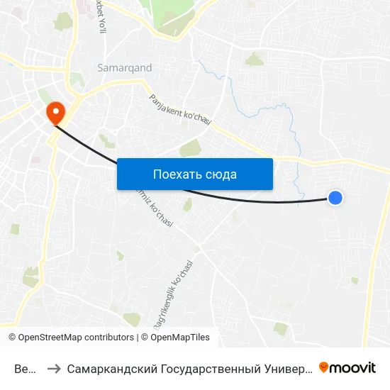 Bekat to Самаркандский Государственный Университет map