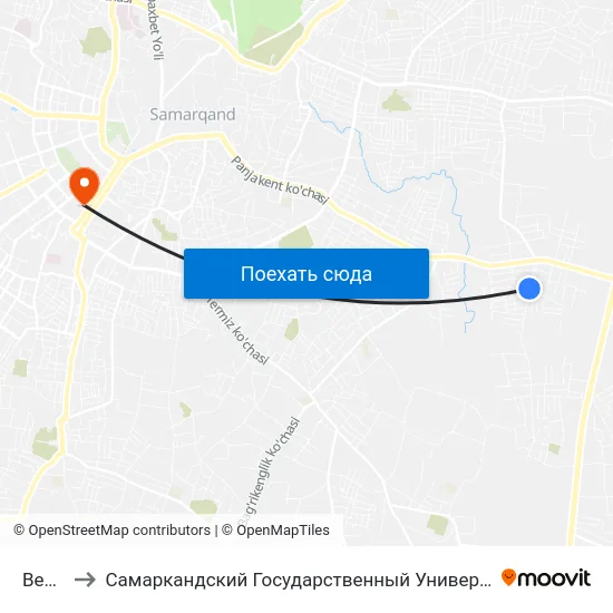 Bekat to Самаркандский Государственный Университет map