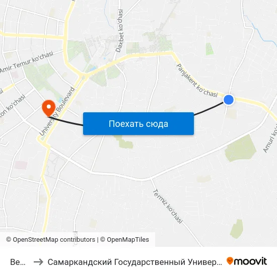 Bekat to Самаркандский Государственный Университет map