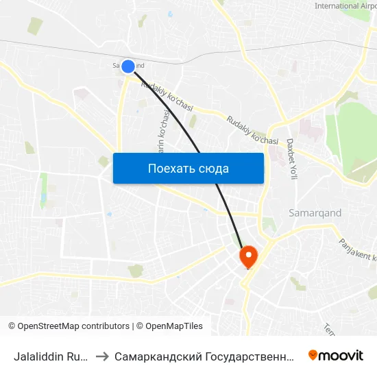 Jalaliddin Rumi Park to Самаркандский Государственный Университет map