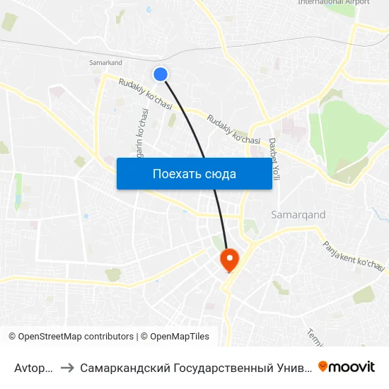 Avtopark to Самаркандский Государственный Университет map