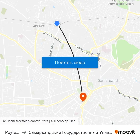 Poytekst to Самаркандский Государственный Университет map