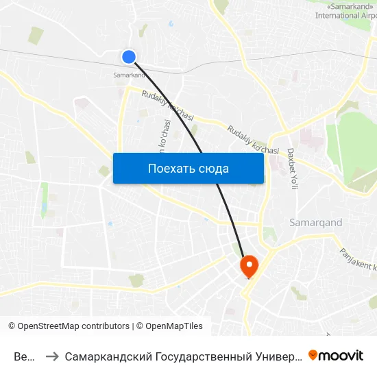 Bekat to Самаркандский Государственный Университет map