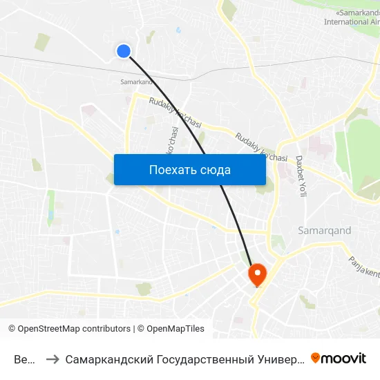 Bekat to Самаркандский Государственный Университет map