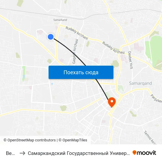 Bekat to Самаркандский Государственный Университет map