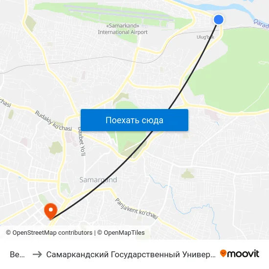 Bekat to Самаркандский Государственный Университет map