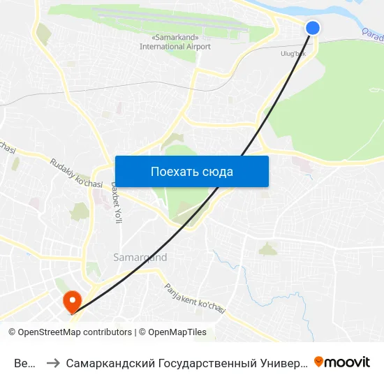 Bekat to Самаркандский Государственный Университет map