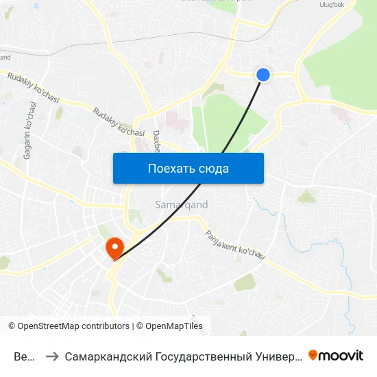 Bekat to Самаркандский Государственный Университет map