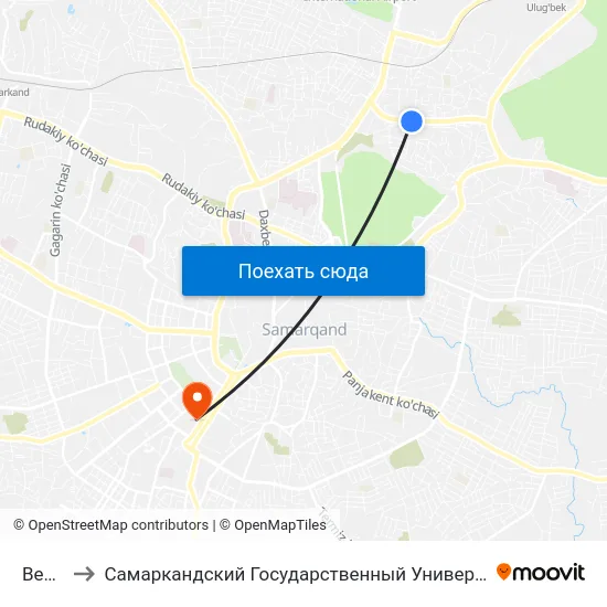 Bekat to Самаркандский Государственный Университет map