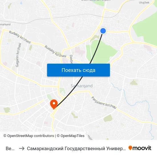 Bekat to Самаркандский Государственный Университет map
