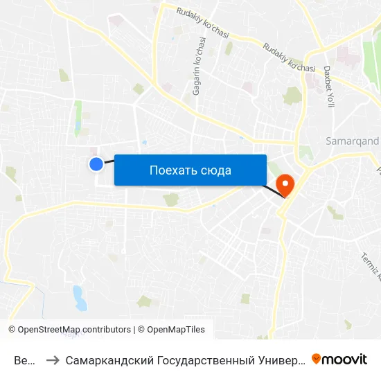 Bekat to Самаркандский Государственный Университет map