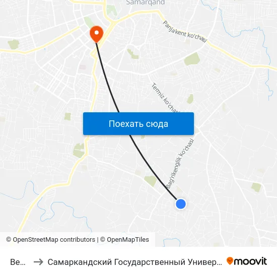 Bekat to Самаркандский Государственный Университет map