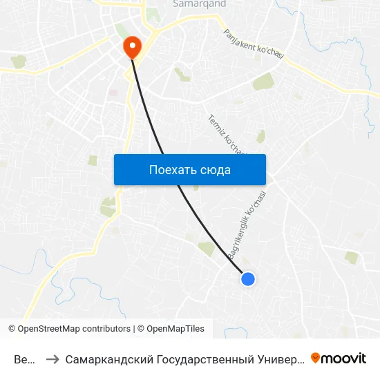 Bekat to Самаркандский Государственный Университет map