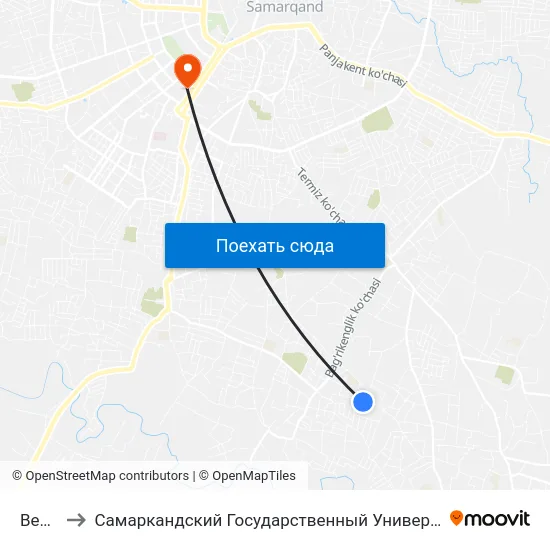 Bekat to Самаркандский Государственный Университет map
