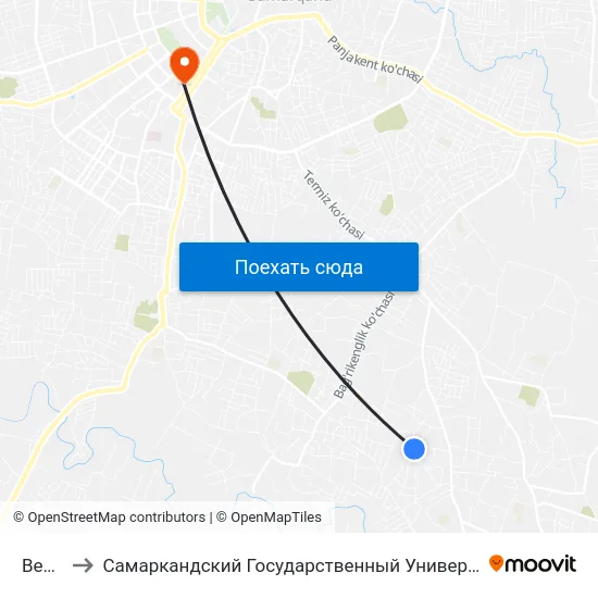 Bekat to Самаркандский Государственный Университет map
