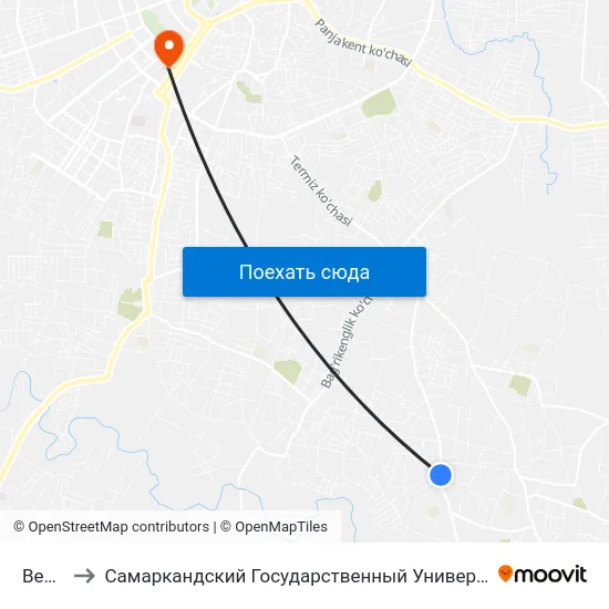 Bekat to Самаркандский Государственный Университет map