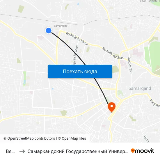 Bekat to Самаркандский Государственный Университет map