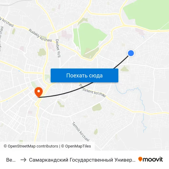 Bekat to Самаркандский Государственный Университет map
