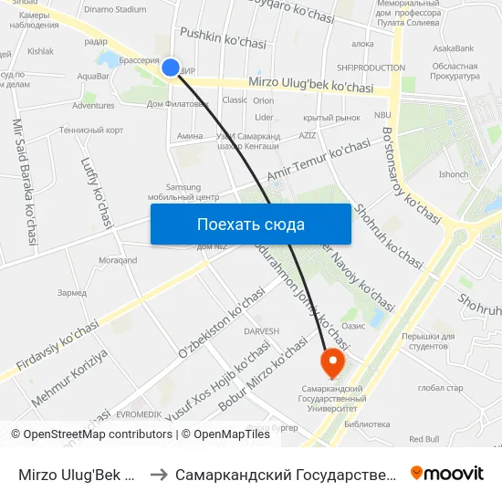 Mirzo Ulug'Bek Ko'Chasi, 48 to Самаркандский Государственный Университет map