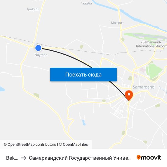 Bekat to Самаркандский Государственный Университет map