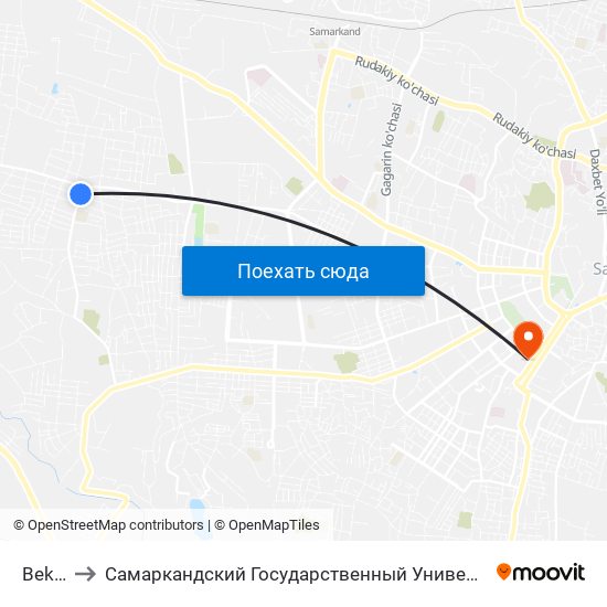 Bekat to Самаркандский Государственный Университет map