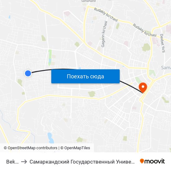 Bekat to Самаркандский Государственный Университет map