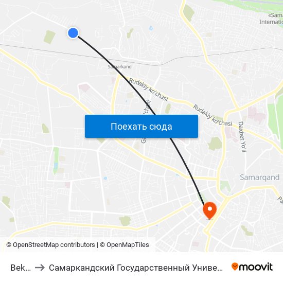 Bekat to Самаркандский Государственный Университет map