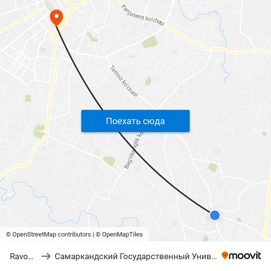 Ravonak to Самаркандский Государственный Университет map
