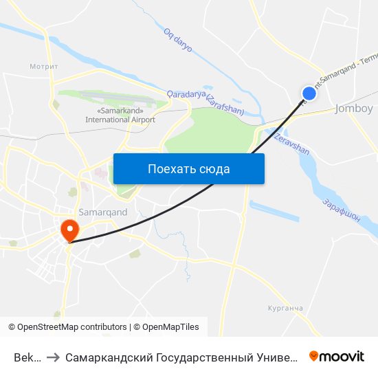 Bekat to Самаркандский Государственный Университет map