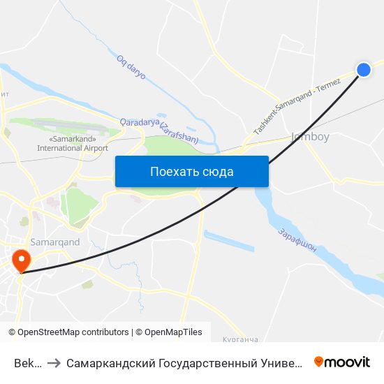 Bekat to Самаркандский Государственный Университет map