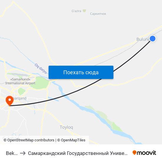 Bekat to Самаркандский Государственный Университет map