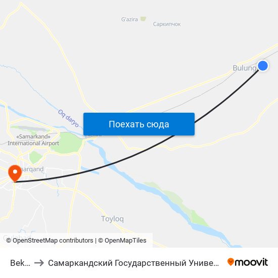 Bekat to Самаркандский Государственный Университет map