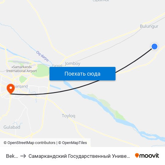 Bekat to Самаркандский Государственный Университет map