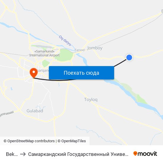 Bekat to Самаркандский Государственный Университет map