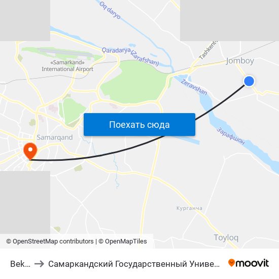 Bekat to Самаркандский Государственный Университет map