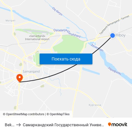 Bekat to Самаркандский Государственный Университет map