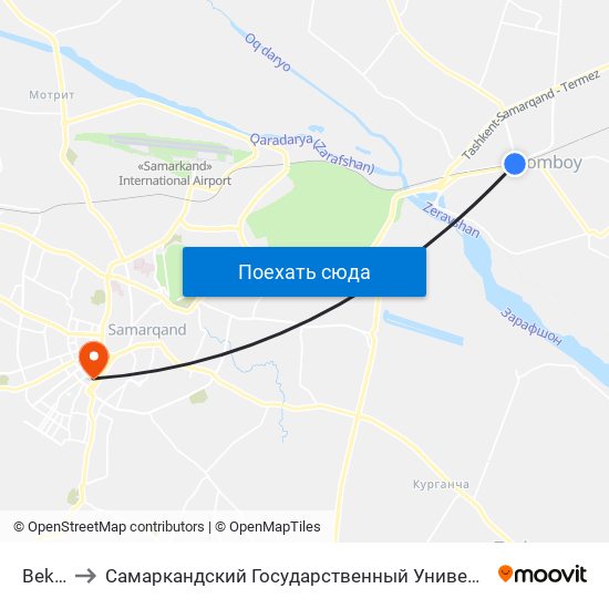 Bekat to Самаркандский Государственный Университет map